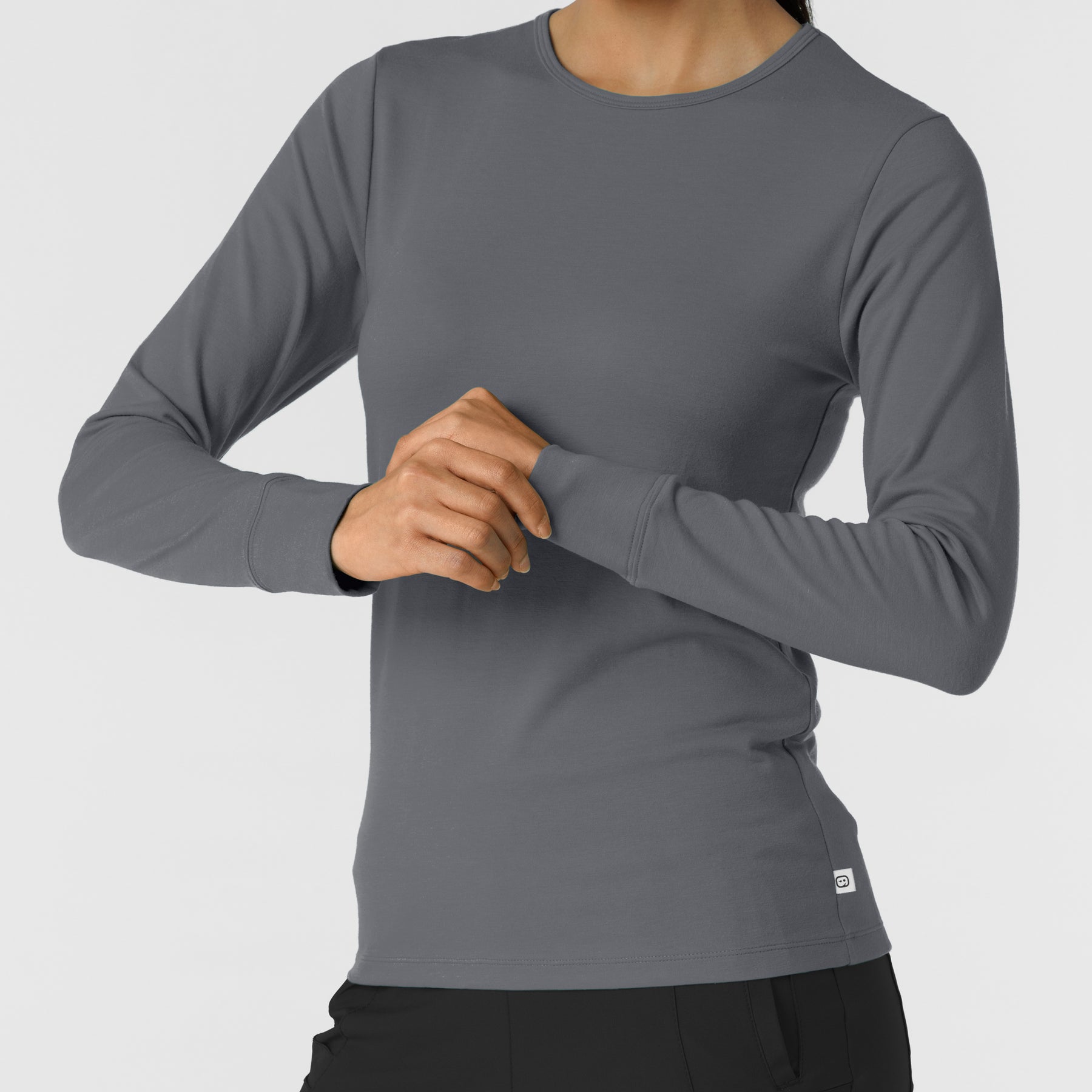 Layers Women's Essential Layer Long Sleeve Pewter side detail 1