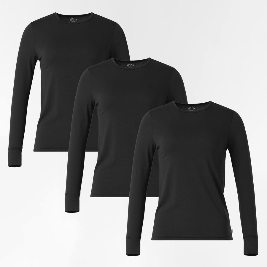 Women's 3-Pack Essential Layer Long Sleeve - Black