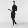 Layers Women's Watch Window Quarter Zip Scrub Top Black full scrub set