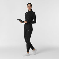 Layers Women's Watch Window Quarter Zip Scrub Top Black full scrub set