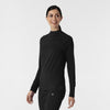 Layers Women's Watch Window Quarter Zip Scrub Top Black side view