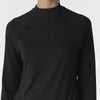 Layers Women's Watch Window Quarter Zip Scrub Top Black front detail