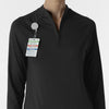 Layers Women's Watch Window Quarter Zip Scrub Top Black side detail 1