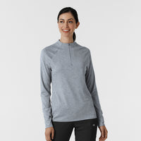 Layers Women's Watch Window Quarter Zip Scrub Top Grey Heather