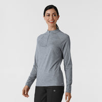 Layers Women's Watch Window Quarter Zip Scrub Top Grey Heather side view