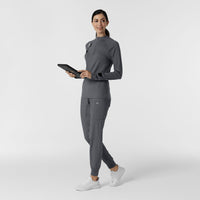 Layers Women's Watch Window Quarter Zip Scrub Top Pewter full scrub set