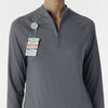 Layers Women's Watch Window Quarter Zip Scrub Top Pewter side detail 1
