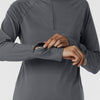Layers Women's Watch Window Quarter Zip Scrub Top Pewter side detail 2