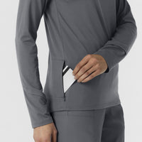 Layers Women's Watch Window Quarter Zip Scrub Top Pewter back detail