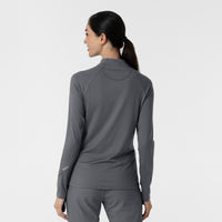 Layers Women's Watch Window Quarter Zip Scrub Top Pewter back view