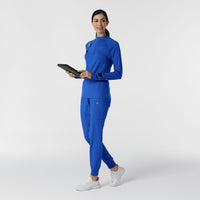 Layers Women's Watch Window Quarter Zip Scrub Top Royal full scrub set