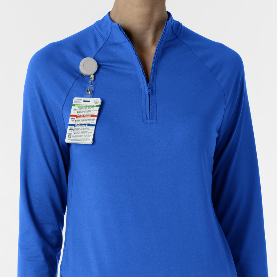 Layers Women's Watch Window Quarter Zip Scrub Top Royal side detail 1