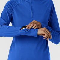 Layers Women's Watch Window Quarter Zip Scrub Top Royal side detail 2