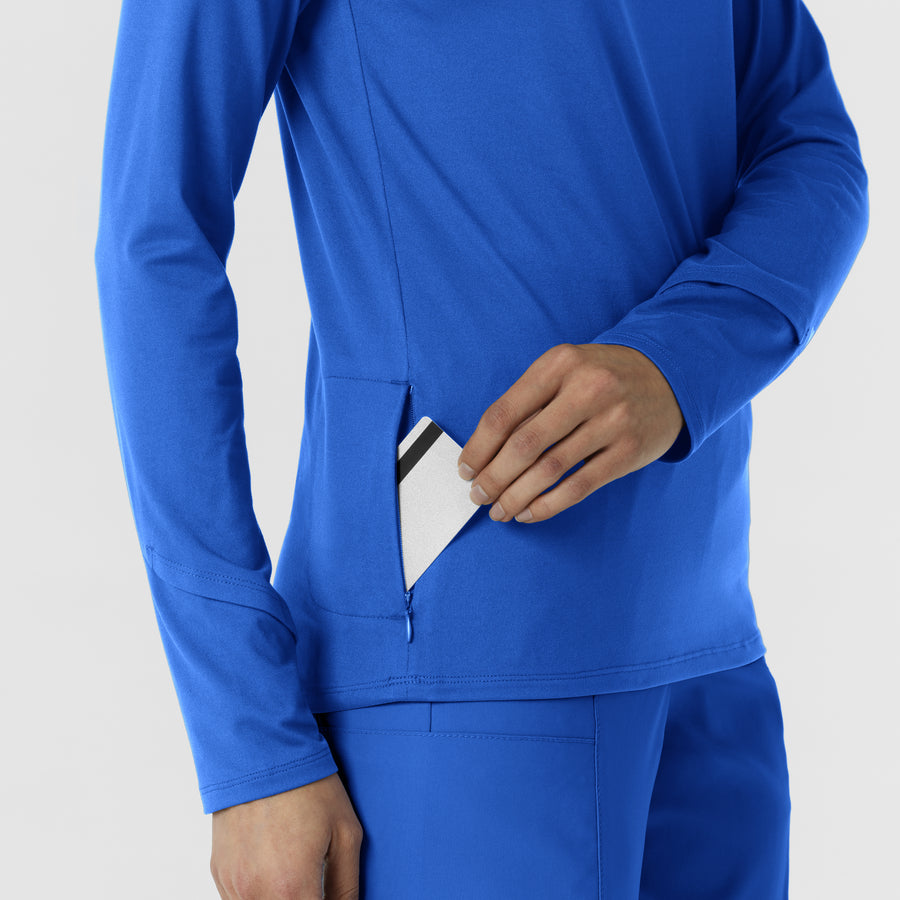 Layers Women's Watch Window Quarter Zip Scrub Top Royal back detail