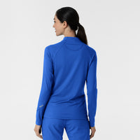Layers Women's Watch Window Quarter Zip Scrub Top Royal back view