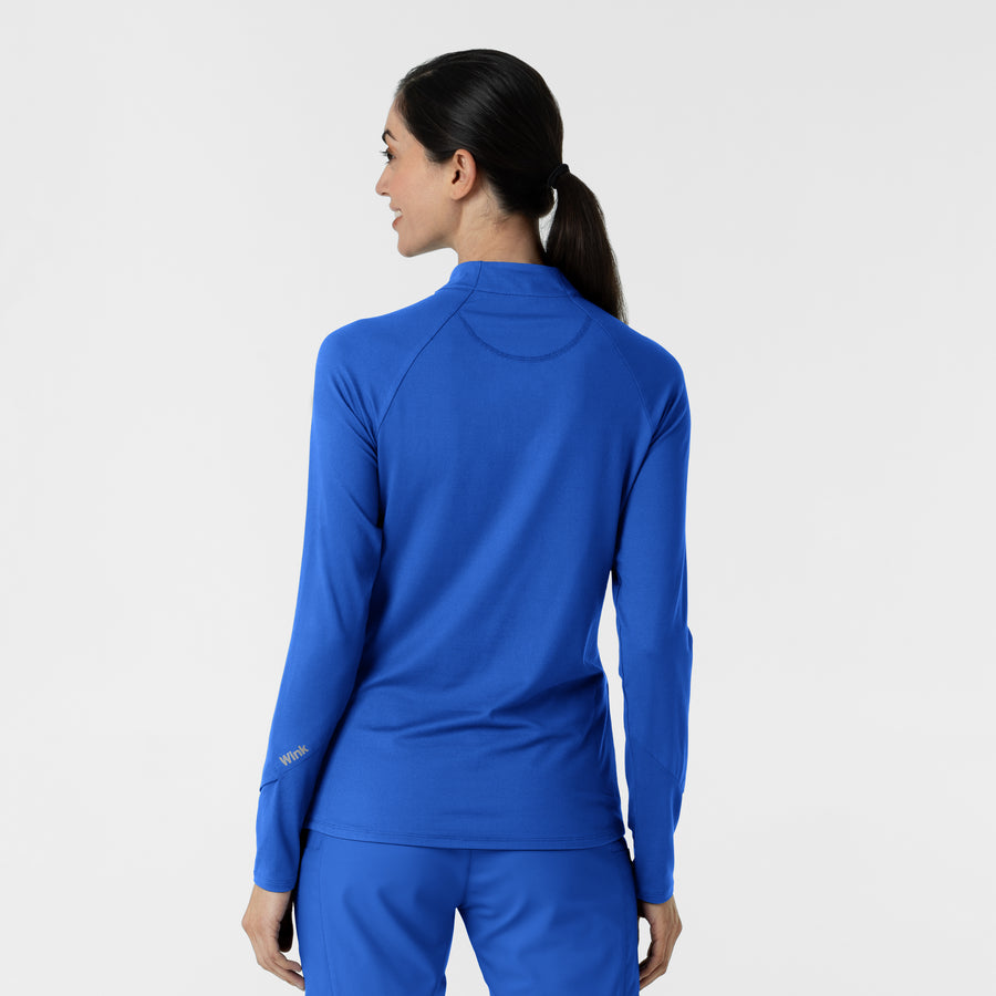 Layers Women's Watch Window Quarter Zip Scrub Top Royal back view