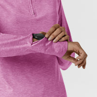 Layers Women's Watch Window Quarter Zip Scrub Top Raspberry Heather side detail 2