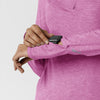 Layers Women's Watch Window Quarter Zip Scrub Top Raspberry Heather hemline detail