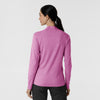 Layers Women's Watch Window Quarter Zip Scrub Top Raspberry Heather back view
