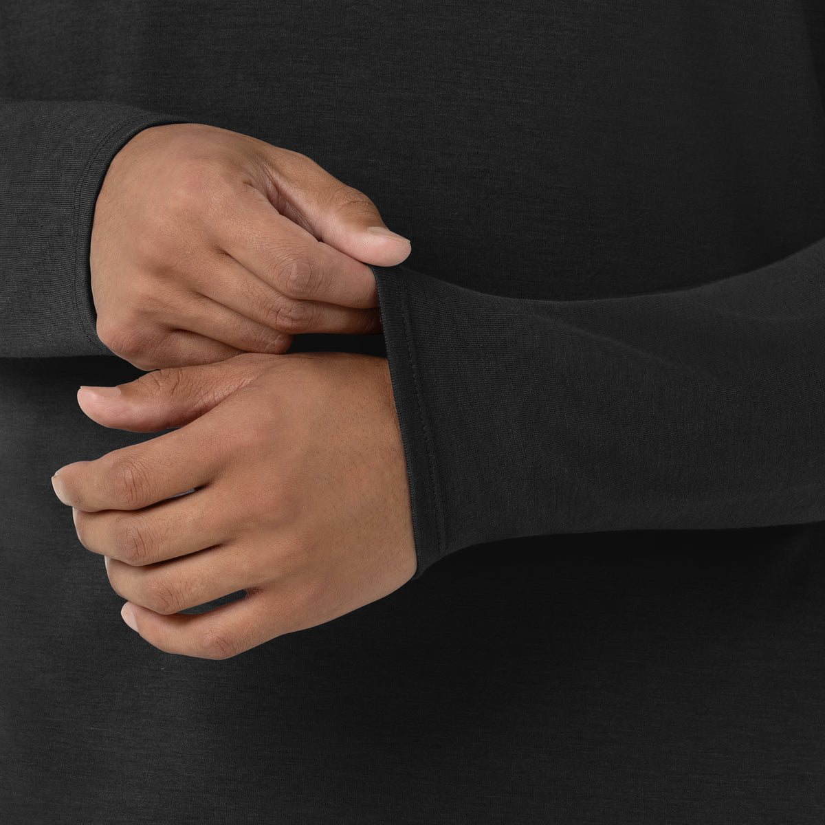 Layers Men’s Essential Layer Long Sleeve Black front detail