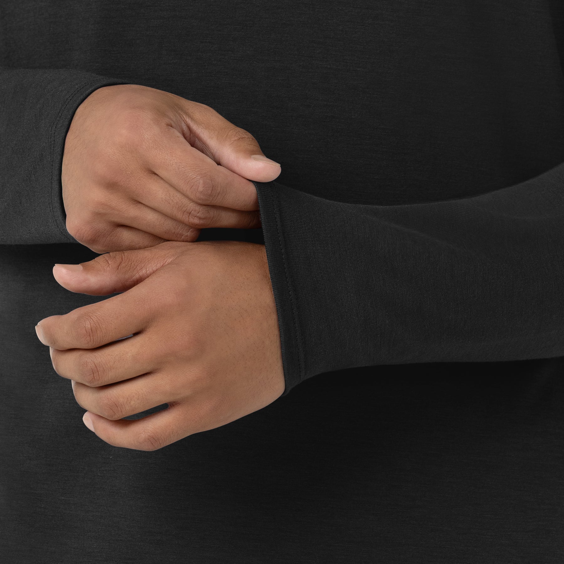 Layers Men’s Essential Layer Long Sleeve Black front detail