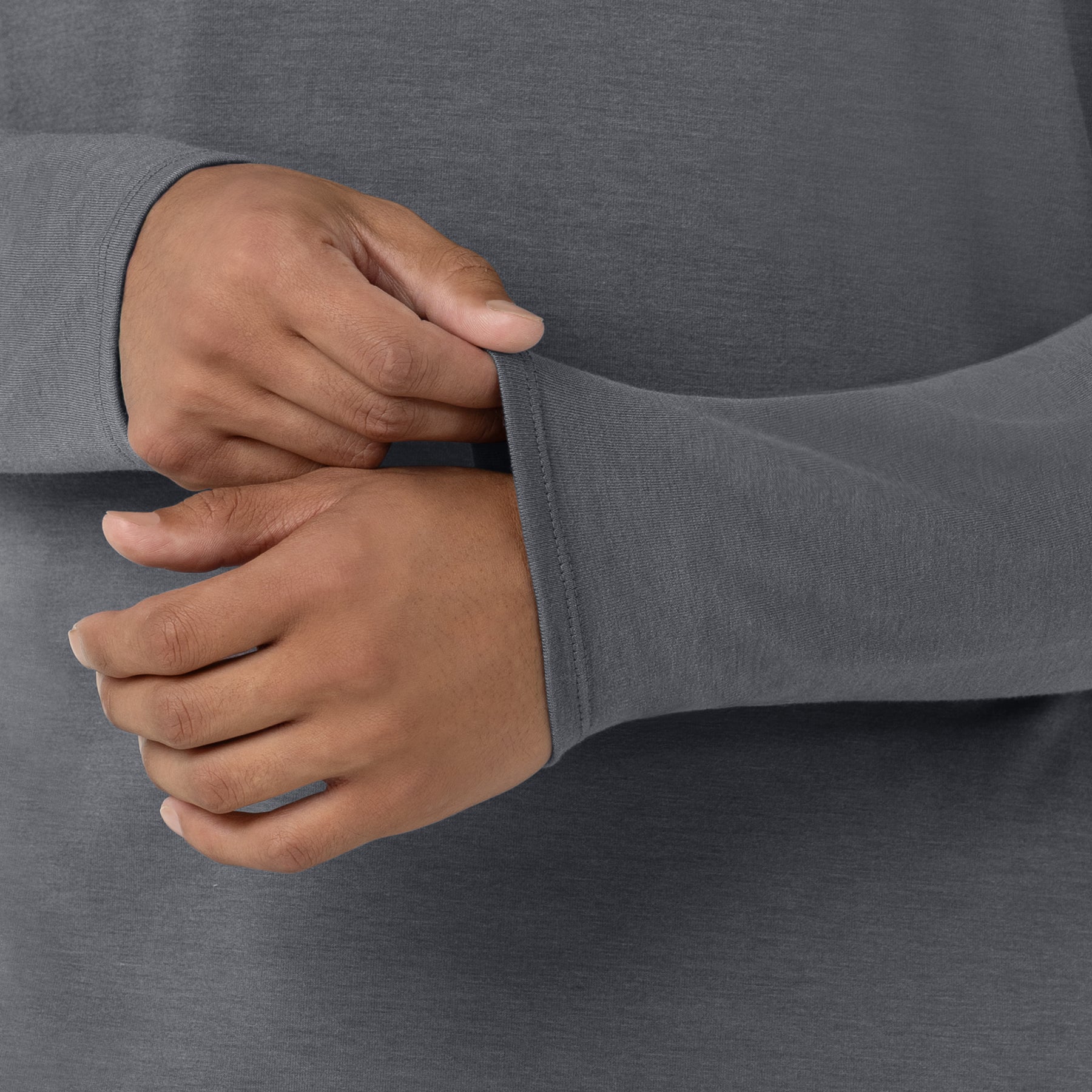 Layers Men’s Essential Layer Long Sleeve Pewter front detail