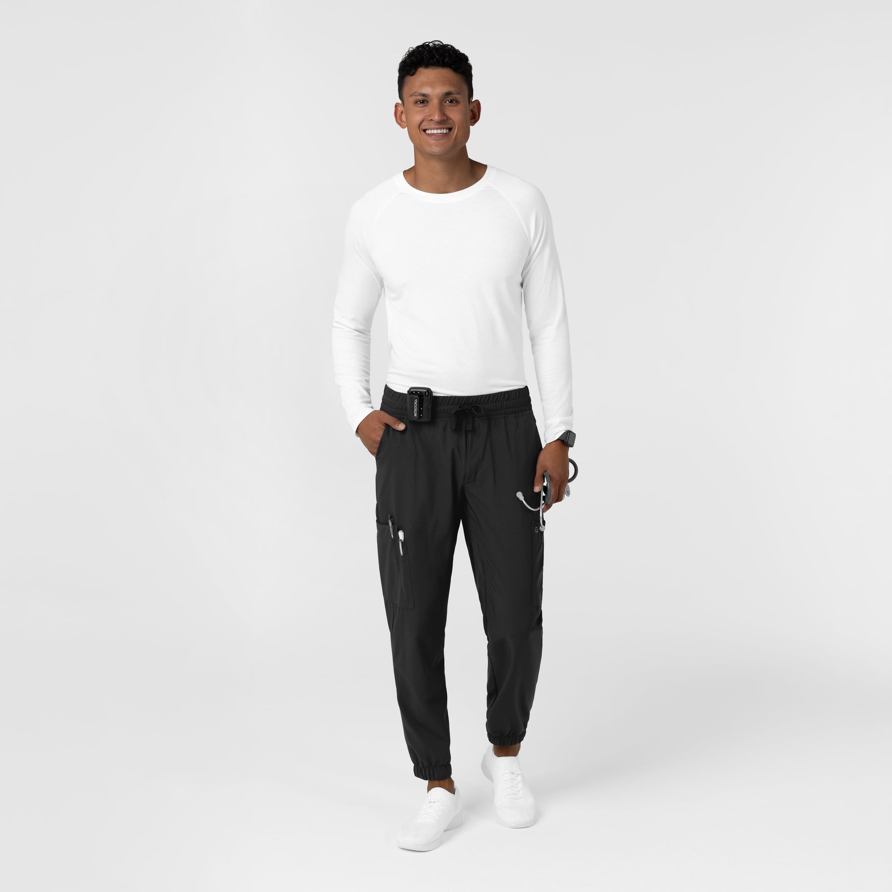 Men’s Essential Layer Long Sleeve - White scrub set