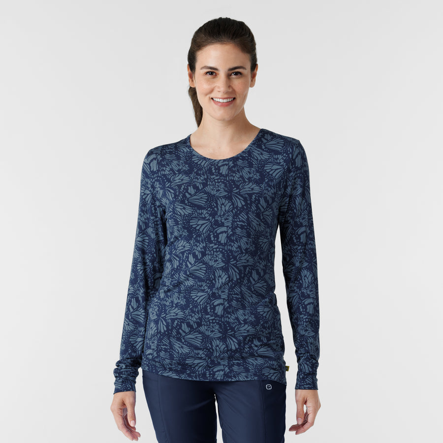 Women's All-over Print Silky Tee - Sky Flutter Navy