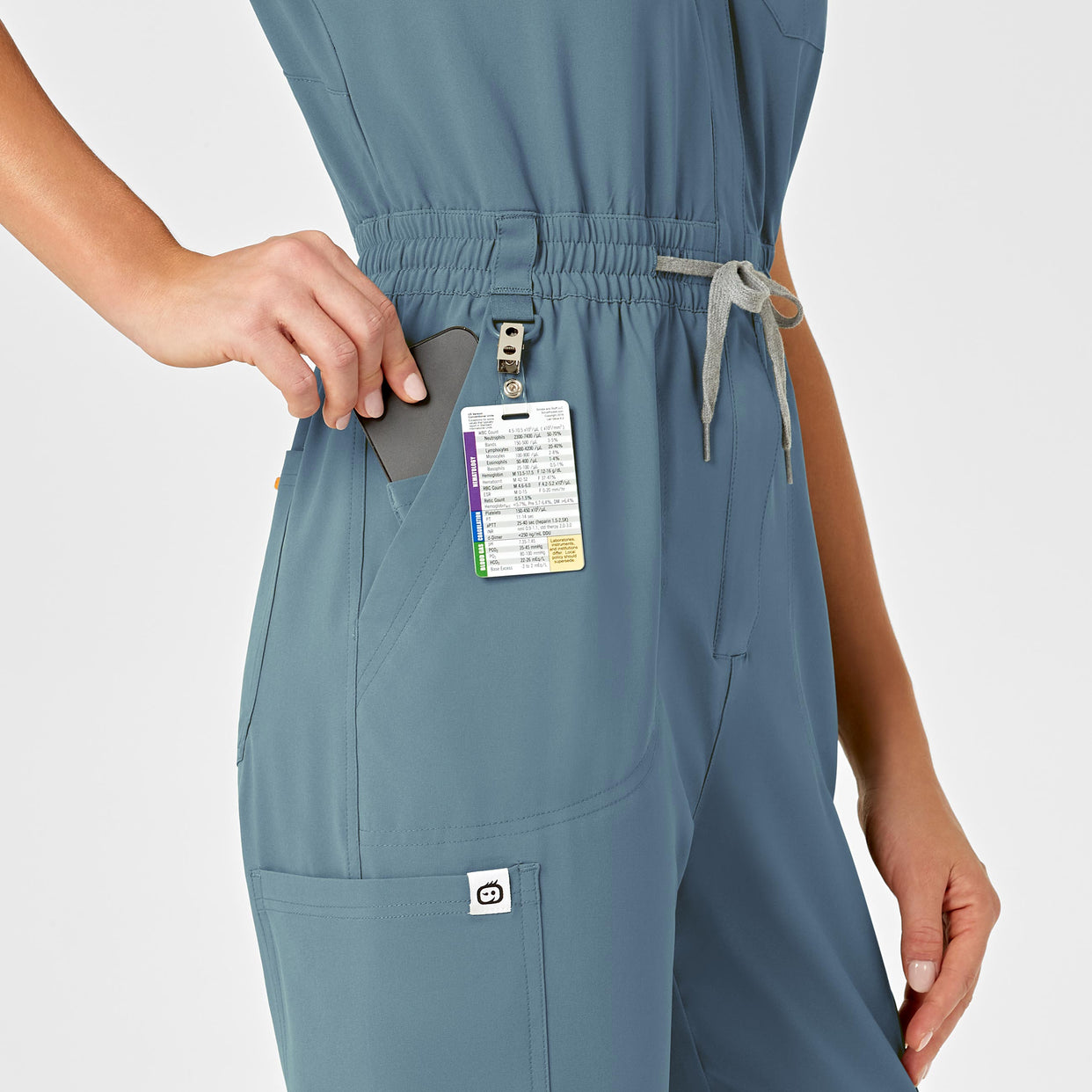 RENEW Women's Zip Front Jumpsuit Elemental Blue back detail