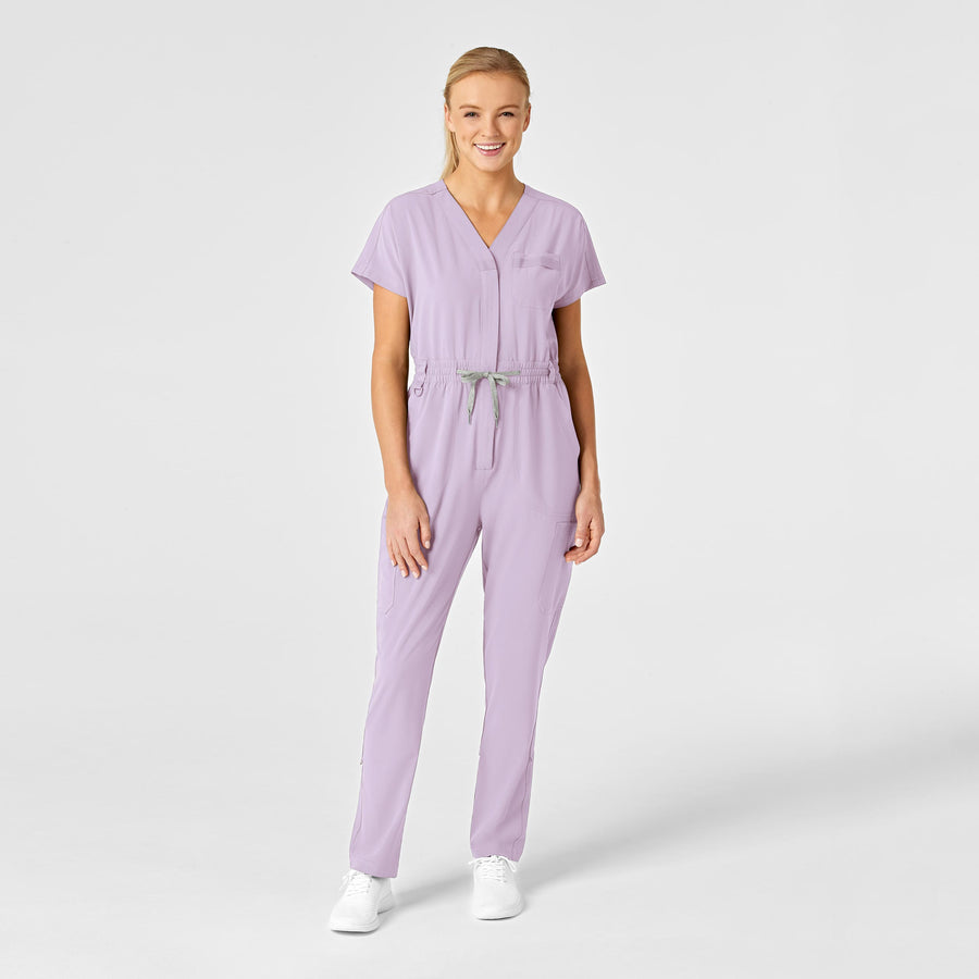 RENEW Women's Zip Front Scrub Jumpsuit Pastel Lilac