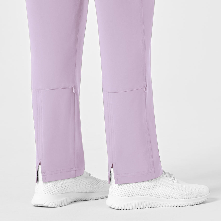 RENEW Women's Zip Front Scrub Jumpsuit Pastel Lilac hemline detail