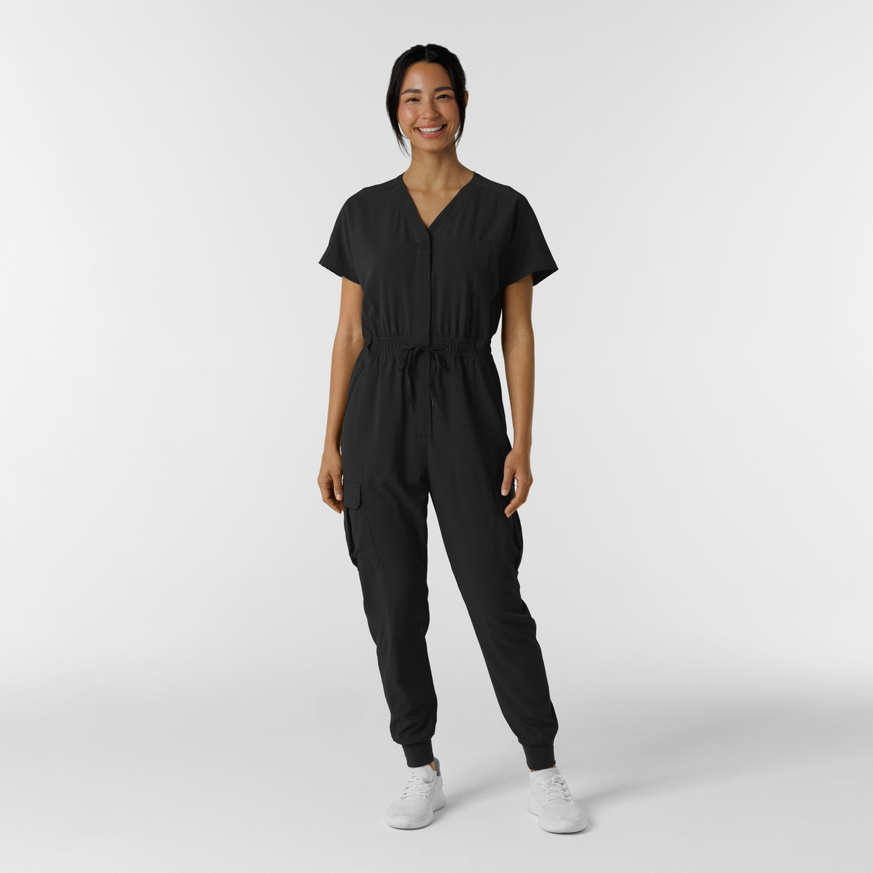 RENEW Women's Cargo Jogger Scrub Jumpsuit - Black