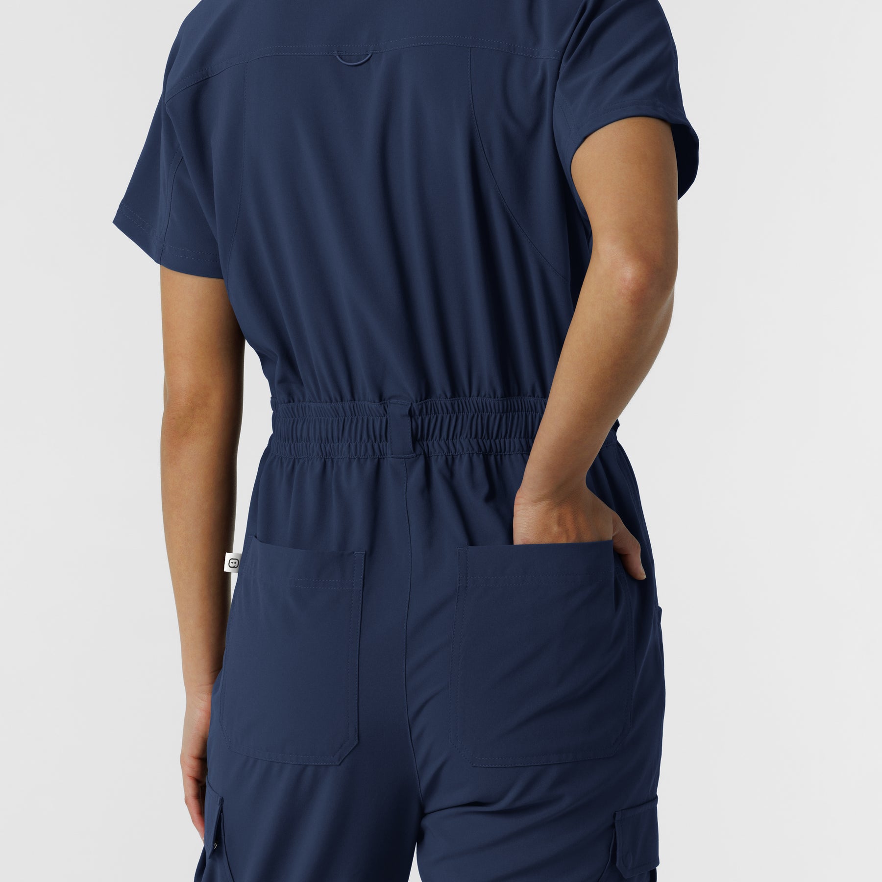 RENEW Women's Cargo Jogger Scrub Jumpsuit - Navy back pockets