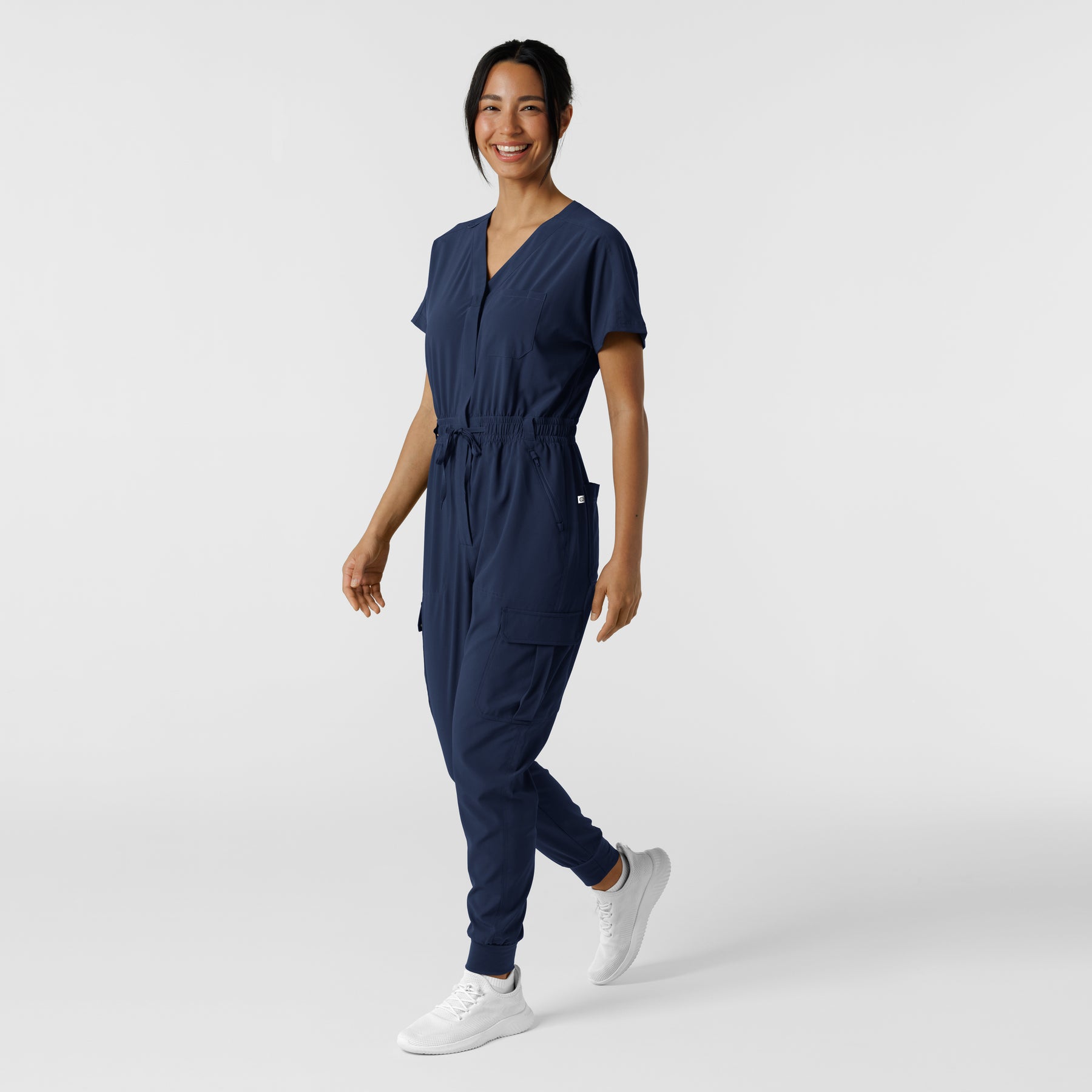 RENEW Women's Cargo Jogger Scrub Jumpsuit Navy full scrub set