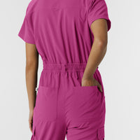 RENEW Women's Cargo Jogger Scrub Jumpsuit - Raspberry