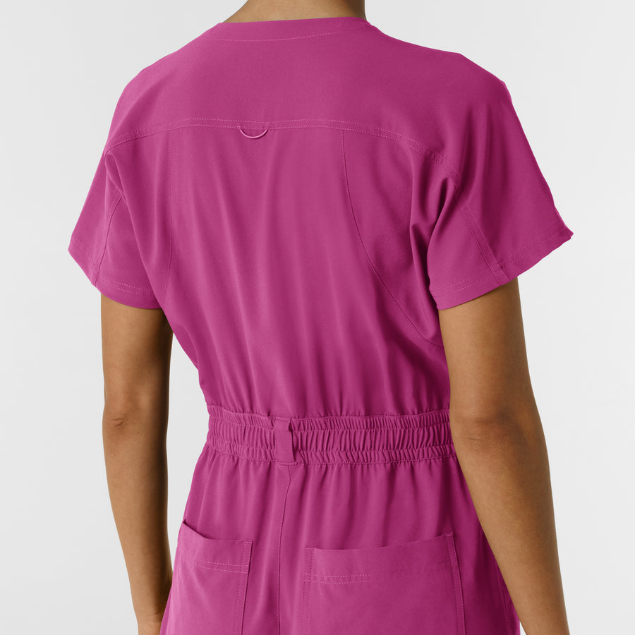 RENEW Women's Cargo Jogger Scrub Jumpsuit - Raspberry