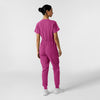 RENEW Women's Cargo Jogger Scrub Jumpsuit Raspberry back view