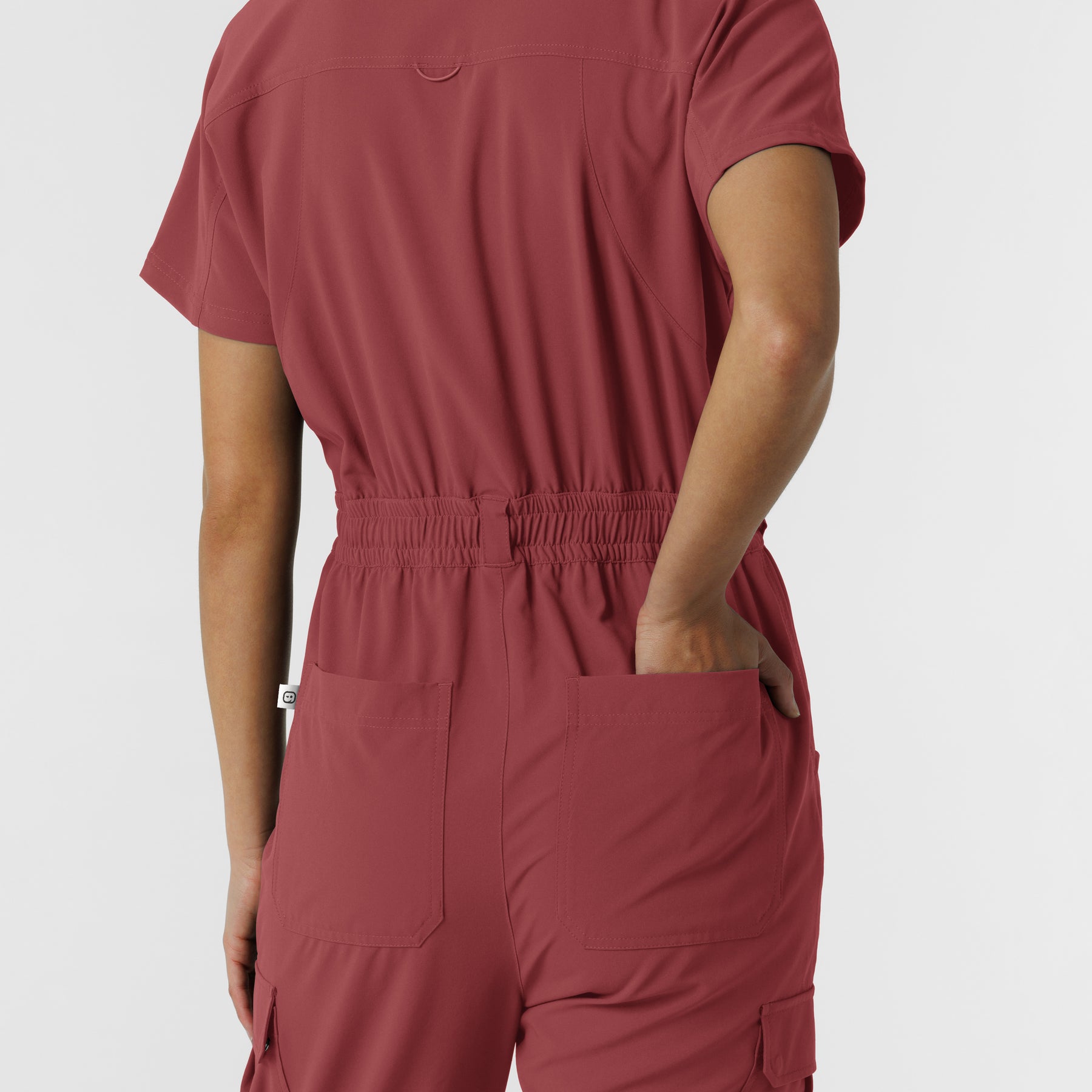 RENEW Women's Cargo Jogger Scrub Jumpsuit - Ruby