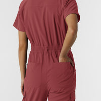RENEW Women's Cargo Jogger Scrub Jumpsuit - Ruby