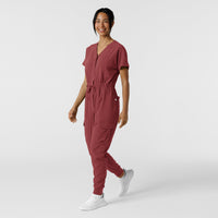 RENEW Women's Cargo Jogger Scrub Jumpsuit - Ruby