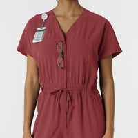 RENEW Women's Cargo Jogger Scrub Jumpsuit - Ruby