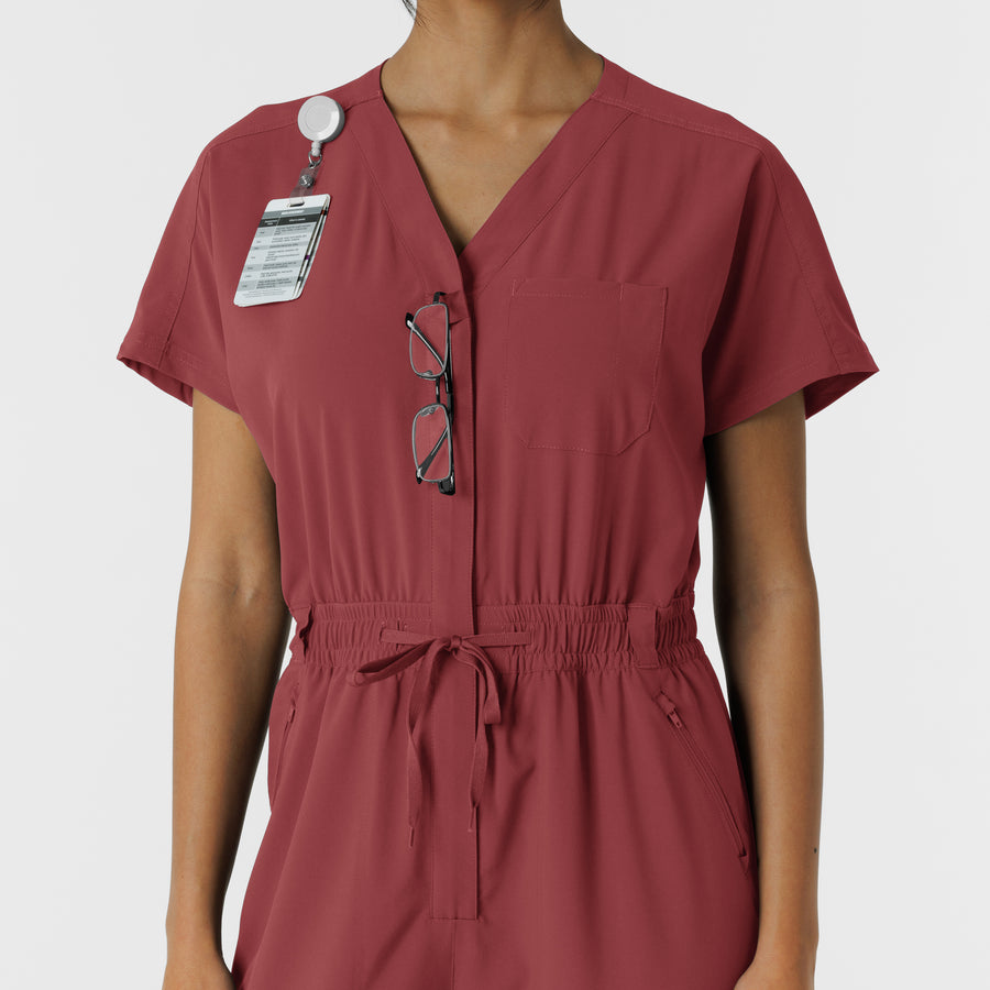 RENEW Women's Cargo Jogger Scrub Jumpsuit - Ruby