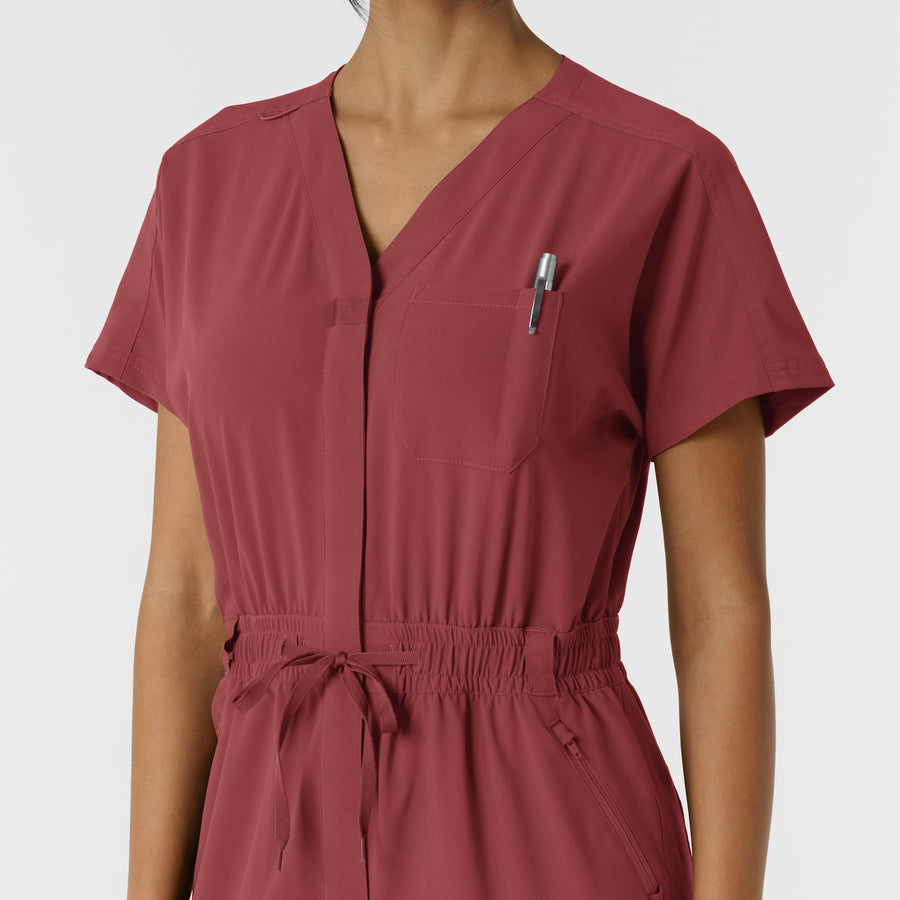 RENEW Women's Cargo Jogger Scrub Jumpsuit - Ruby