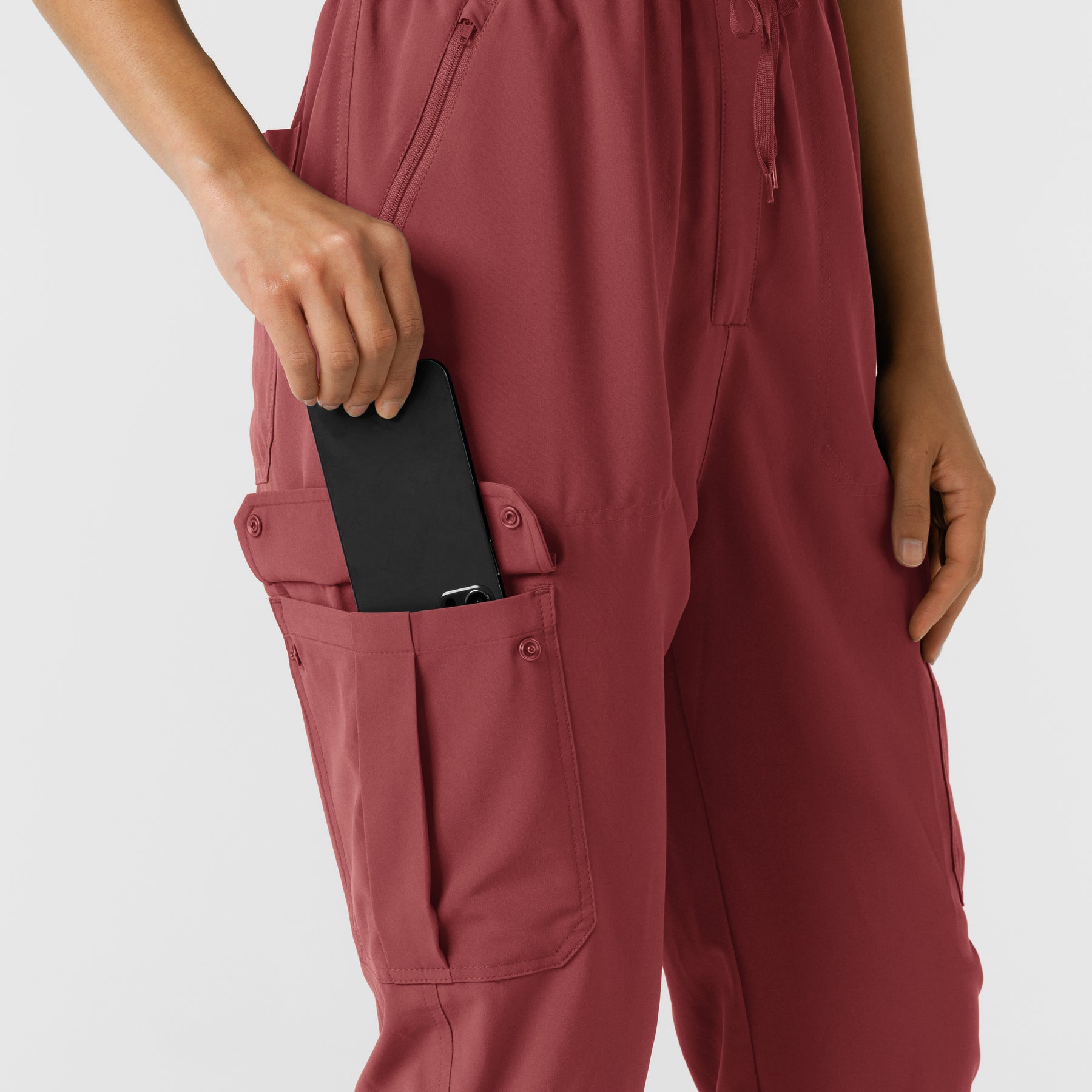 RENEW Women's Cargo Jogger Scrub Jumpsuit - Ruby