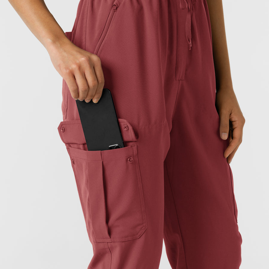 RENEW Women's Cargo Jogger Scrub Jumpsuit - Ruby