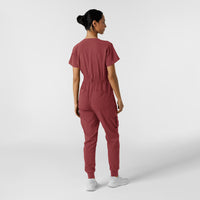 RENEW Women's Cargo Jogger Scrub Jumpsuit - Ruby