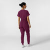 RENEW Women's Cargo Jogger Scrub Jumpsuit Wine - back view