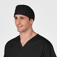 WonderWORK Unisex Tie Back Scrub Cap Black side view