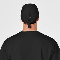 WonderWORK Unisex Tie Back Scrub Cap Black back view