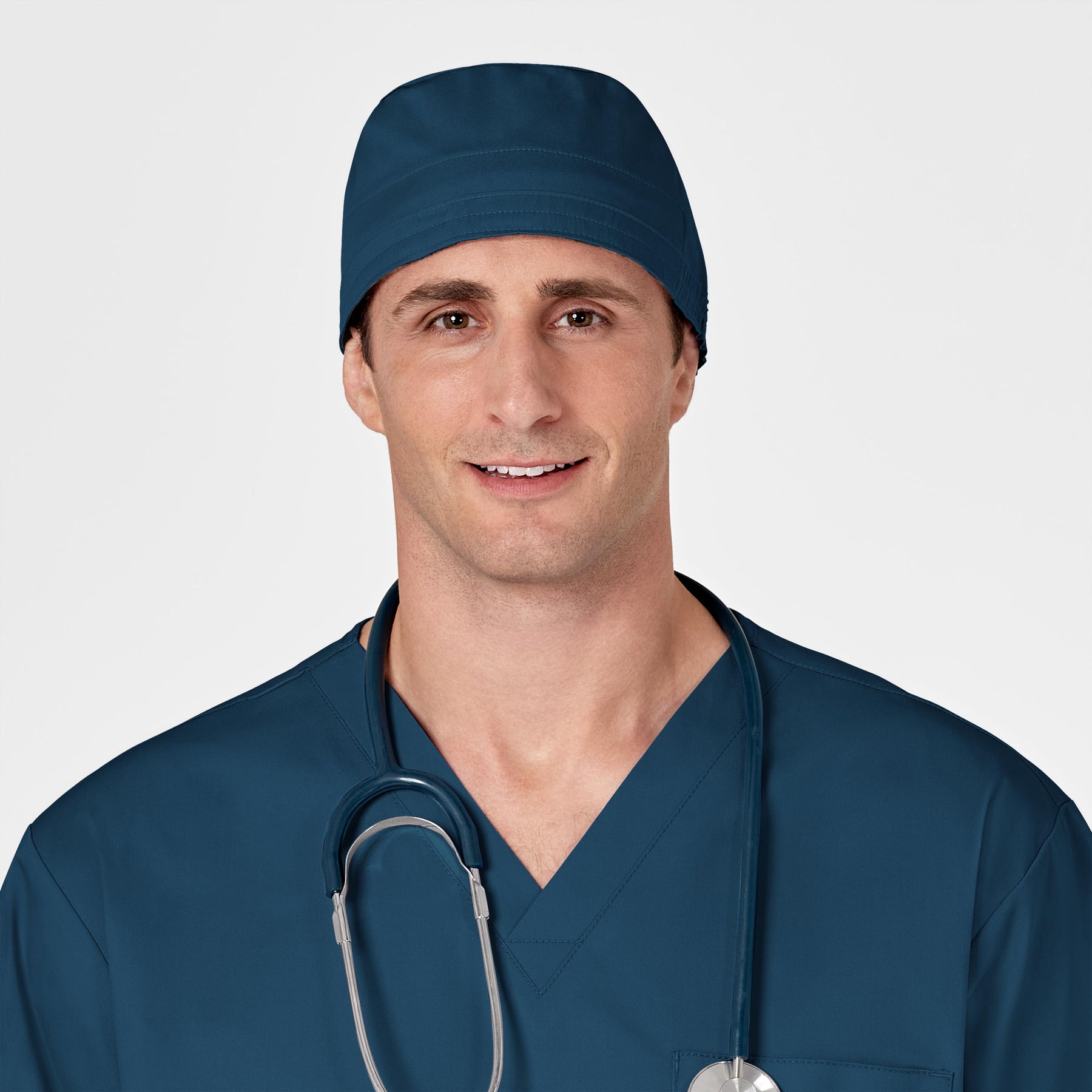 WonderWORK Unisex Tie Back Scrub Cap Caribbean Blue full scrub set